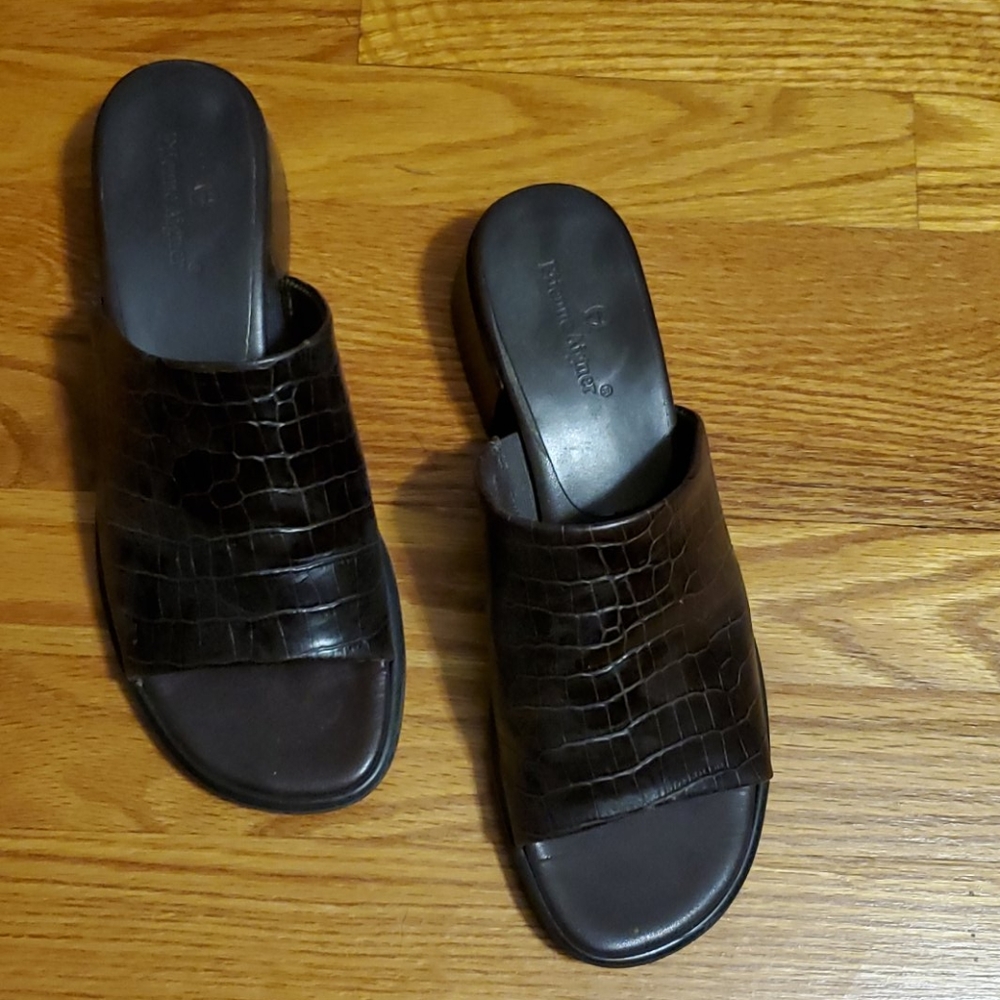 Etienne Aigner slip on, chocolate alligator print